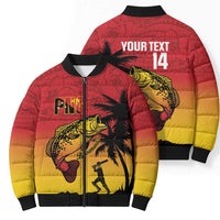 Custom Papua New Guinea Cricket Bomber Puffer Jacket PNG Barramundis LT14 - Polynesian Pride