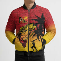 Custom Papua New Guinea Cricket Bomber Puffer Jacket PNG Barramundis LT14 - Polynesian Pride