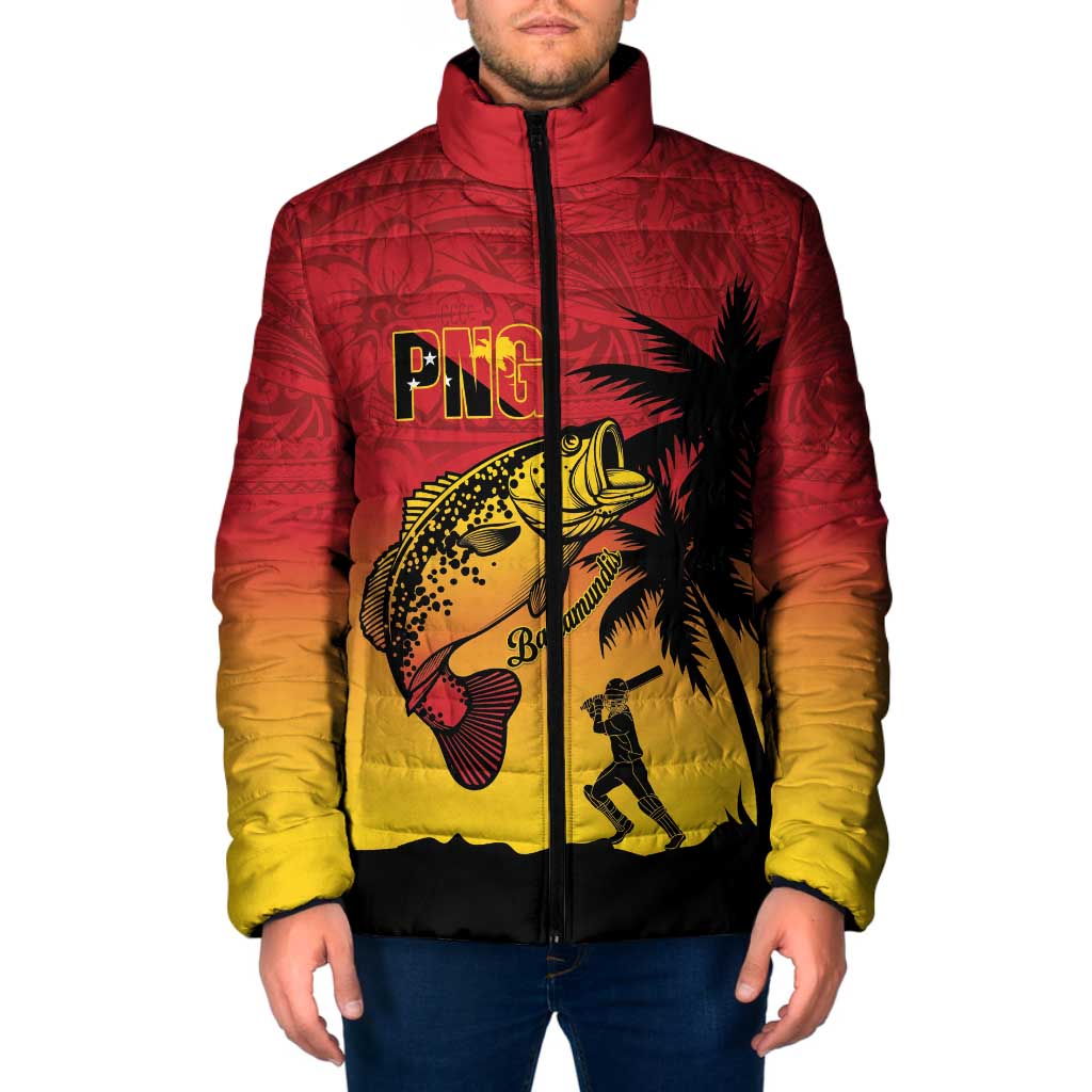 Custom Papua New Guinea Cricket Padded Jacket PNG Barramundis LT14 Men Red - Polynesian Pride