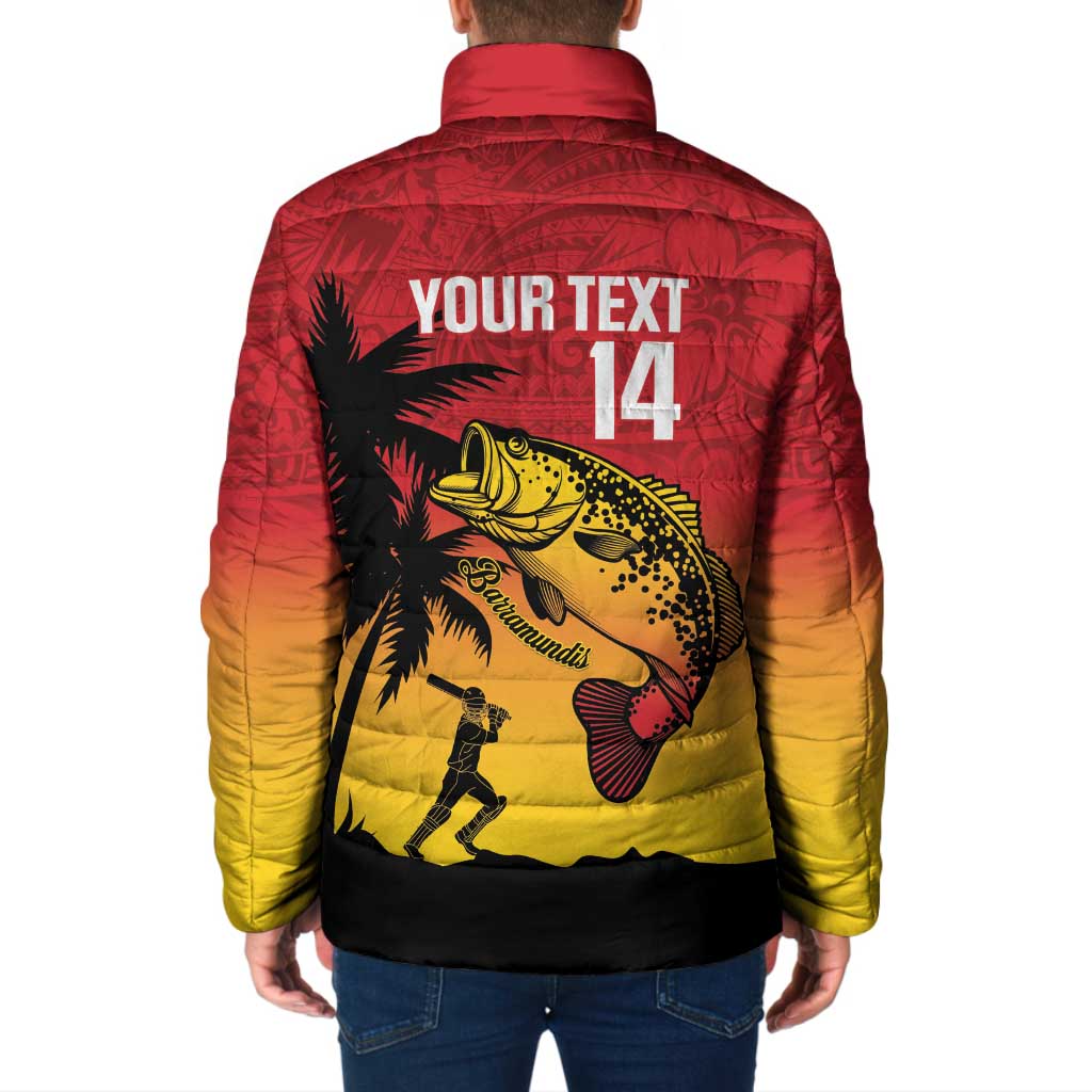 Custom Papua New Guinea Cricket Padded Jacket PNG Barramundis LT14 - Polynesian Pride
