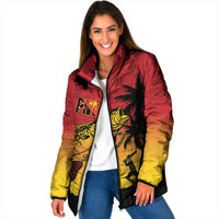 Custom Papua New Guinea Cricket Padded Jacket PNG Barramundis LT14 Women Red - Polynesian Pride