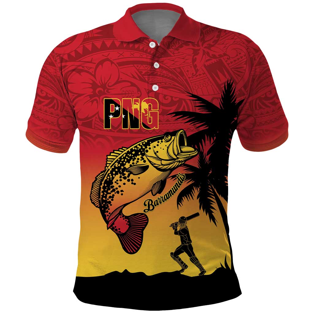 Custom Papua New Guinea Cricket Polo Shirt PNG Barramundis LT14 Red - Polynesian Pride