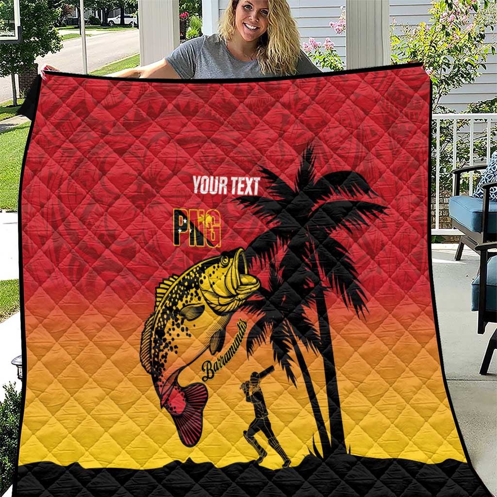 Custom Papua New Guinea Cricket Quilt PNG Barramundis LT14 Red - Polynesian Pride