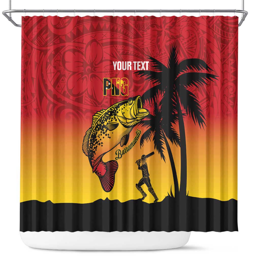 Custom Papua New Guinea Cricket Shower Curtain PNG Barramundis LT14 Red - Polynesian Pride