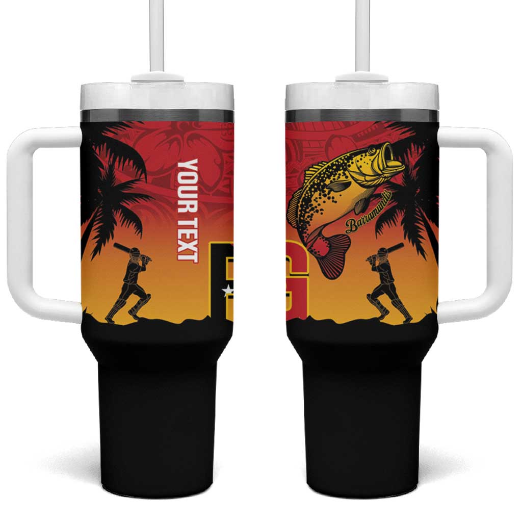 Custom Papua New Guinea Cricket Tumbler With Handle PNG Barramundis LT14 One Size: 40 oz Red - Polynesian Pride