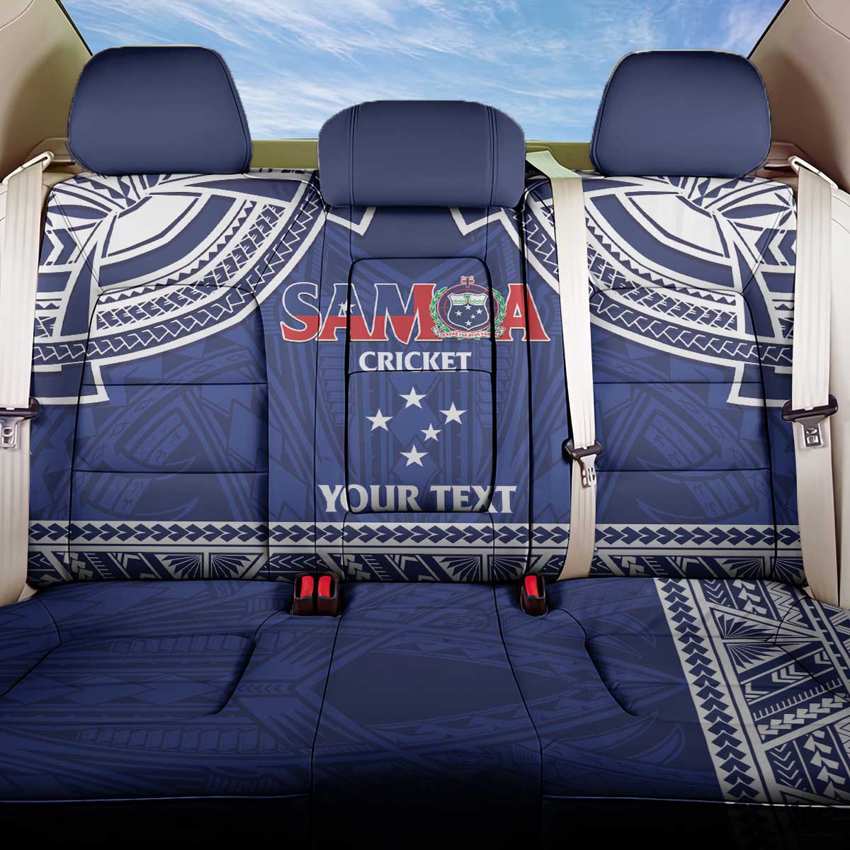 Custom Samoa Cricket Back Car Seat Cover Go Champions Samoan LT14 One Size Blue - Polynesian Pride