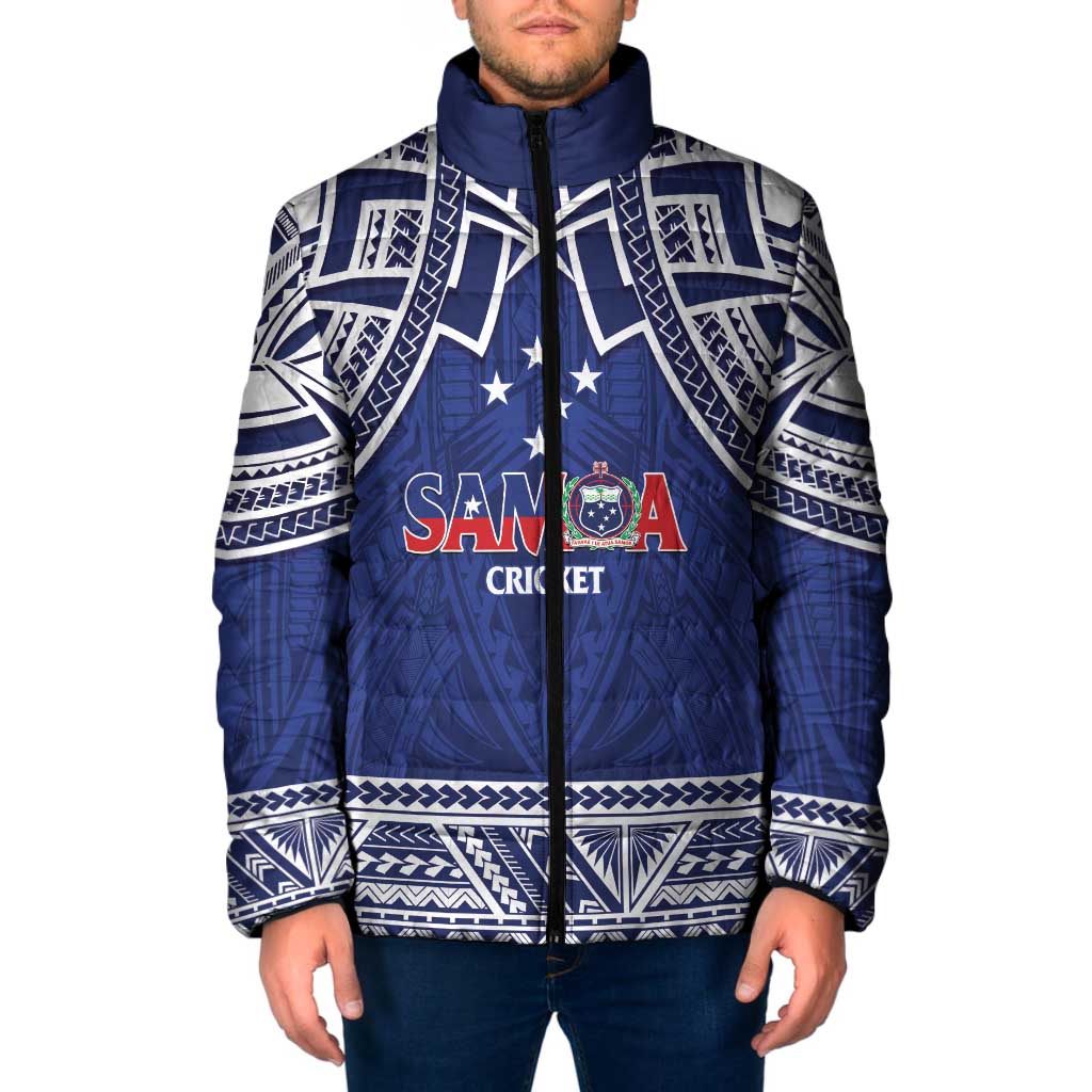 Custom Samoa Cricket Padded Jacket Go Champions Samoan LT14 Men Blue - Polynesian Pride