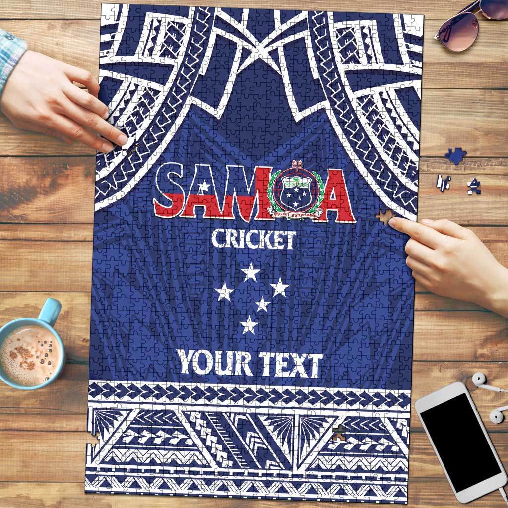 Custom Samoa Cricket Puzzle Go Champions Samoan LT14 Blue - Polynesian Pride