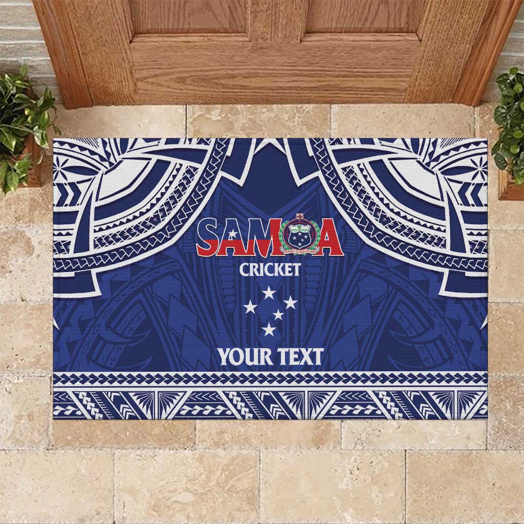 Custom Samoa Cricket Rubber Doormat Go Champions Samoan LT14 Blue - Polynesian Pride
