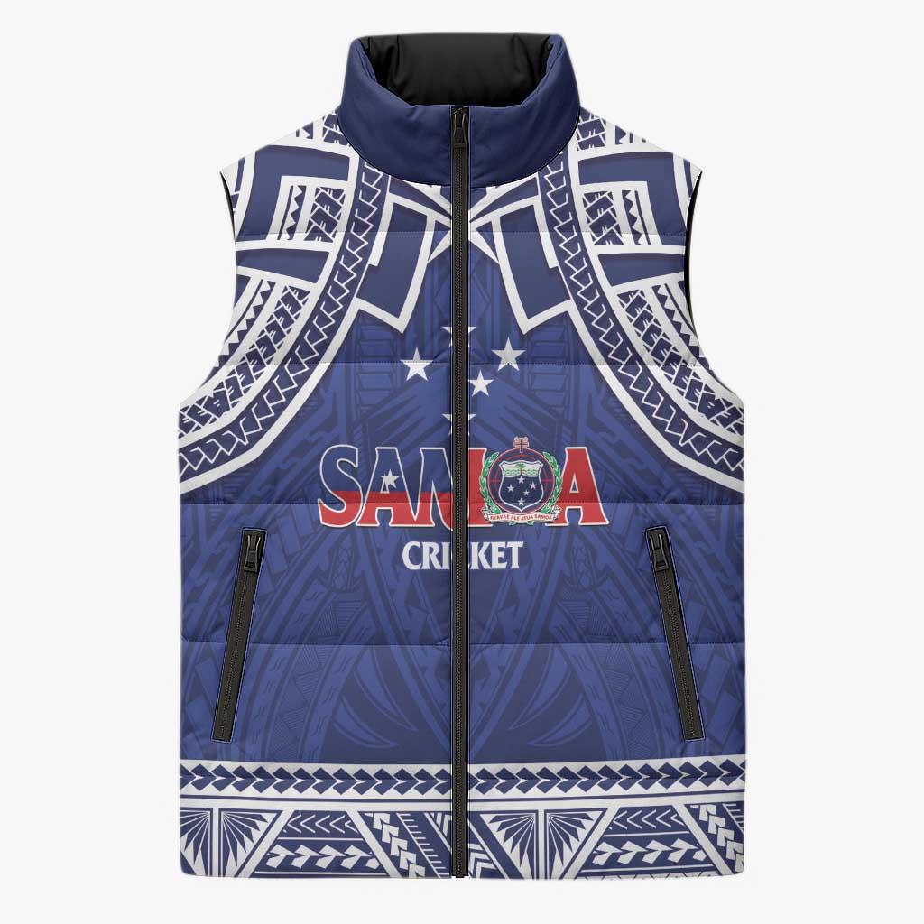 Custom Samoa Cricket Sleeveless Puffer Jacket Go Champions Samoan LT14 Unisex Blue - Polynesian Pride