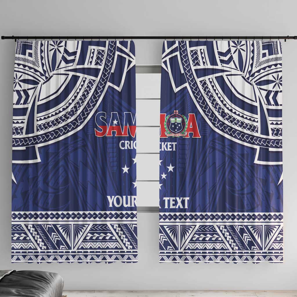 Custom Samoa Cricket Window Curtain Go Champions Samoan LT14 With Hooks Blue - Polynesian Pride