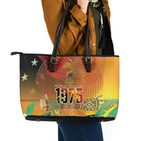 Papua New Guinea Independence Day Leather Tote Bag One People One Nation One Country LT14 - Polynesian Pride