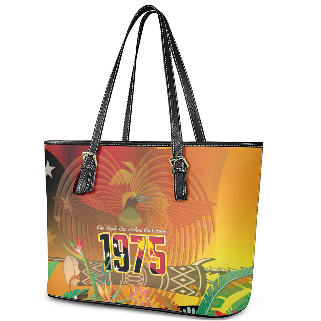 Papua New Guinea Independence Day Leather Tote Bag One People One Nation One Country LT14 - Polynesian Pride