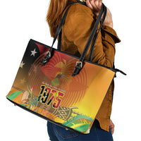 Papua New Guinea Independence Day Leather Tote Bag One People One Nation One Country LT14 - Polynesian Pride