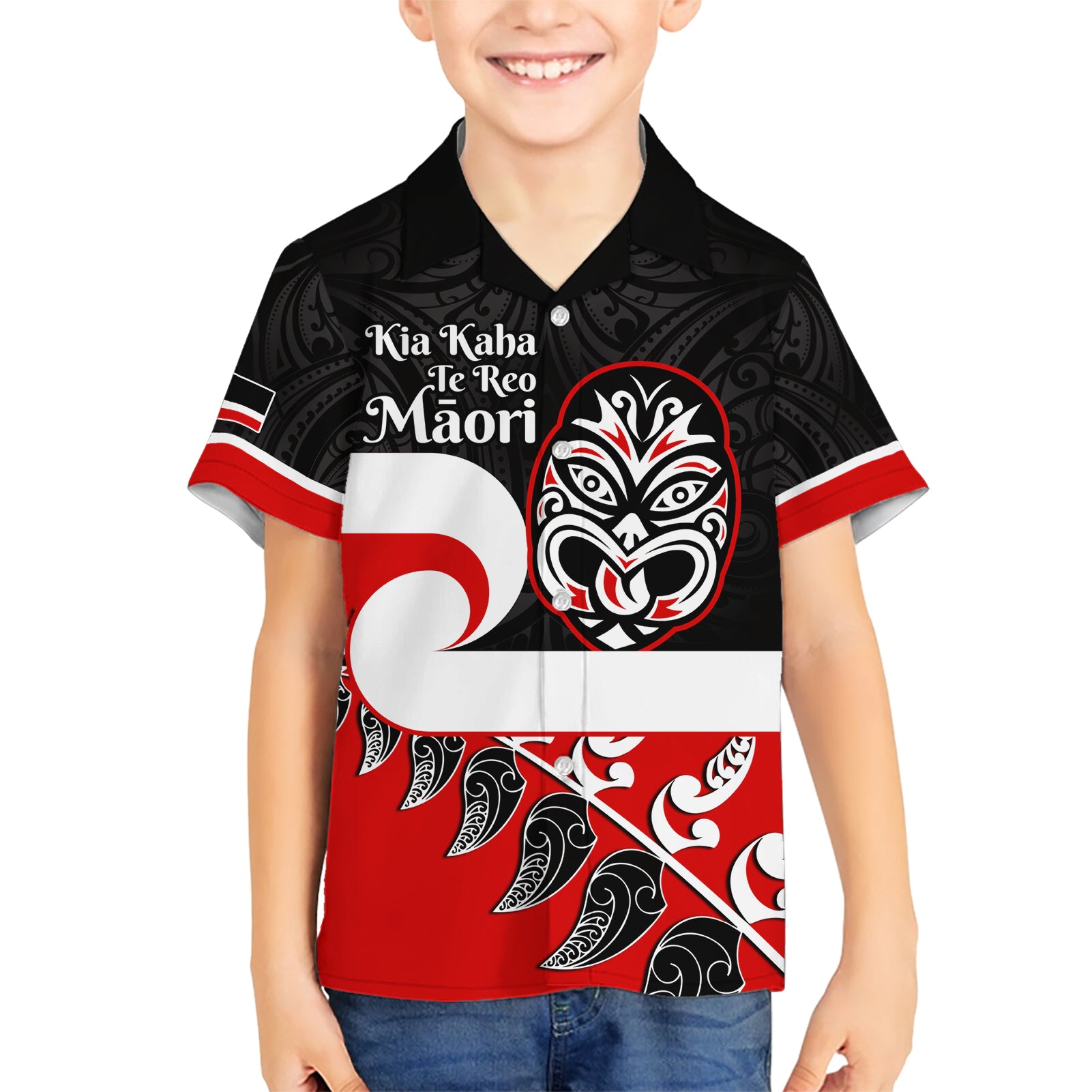 Personalised Te Reo Maori New Zealand Kid Hawaiian Shirt Kia Haka Maori Fern With Tino Rangatiratanga LT14 Kid Red - Polynesian Pride