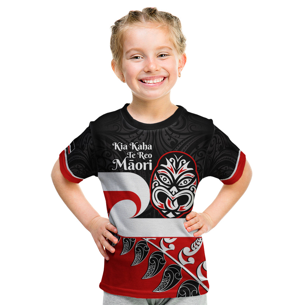 Personalised Te Reo Maori New Zealand Kid T Shirt Kia Haka Maori Fern With Tino Rangatiratanga LT14 Red - Polynesian Pride