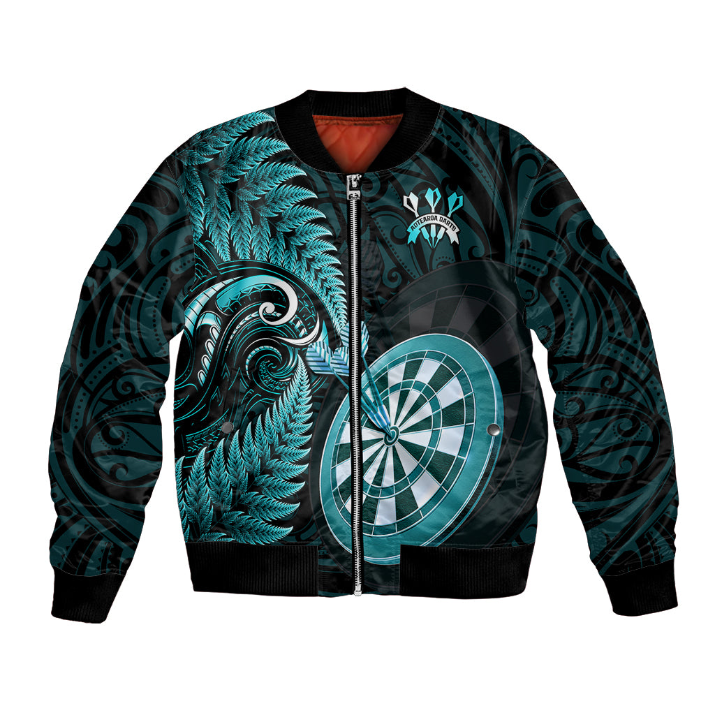 New Zealand Darts Bomber Jacket Happiness Is A Tight Threesome Maori Turquoise LT14 Unisex Turquoise - Polynesian Pride