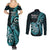 new-zealand-darts-couples-matching-summer-maxi-dress-and-long-sleeve-button-shirts-happiness-is-a-tight-threesome-maori-turquoise