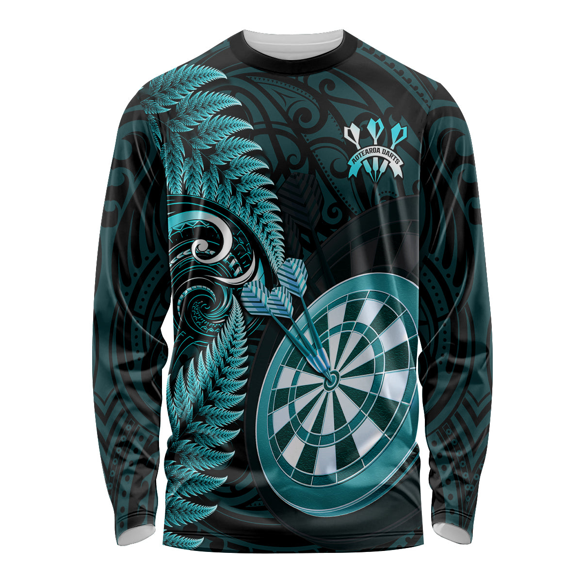 New Zealand Darts Long Sleeve Shirt Happiness Is A Tight Threesome Maori Turquoise LT14 Unisex Turquoise - Polynesian Pride