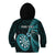 Personalised New Zealand Darts Kid Hoodie Happiness Is A Tight Threesome Maori Turquoise LT14 - Polynesian Pride