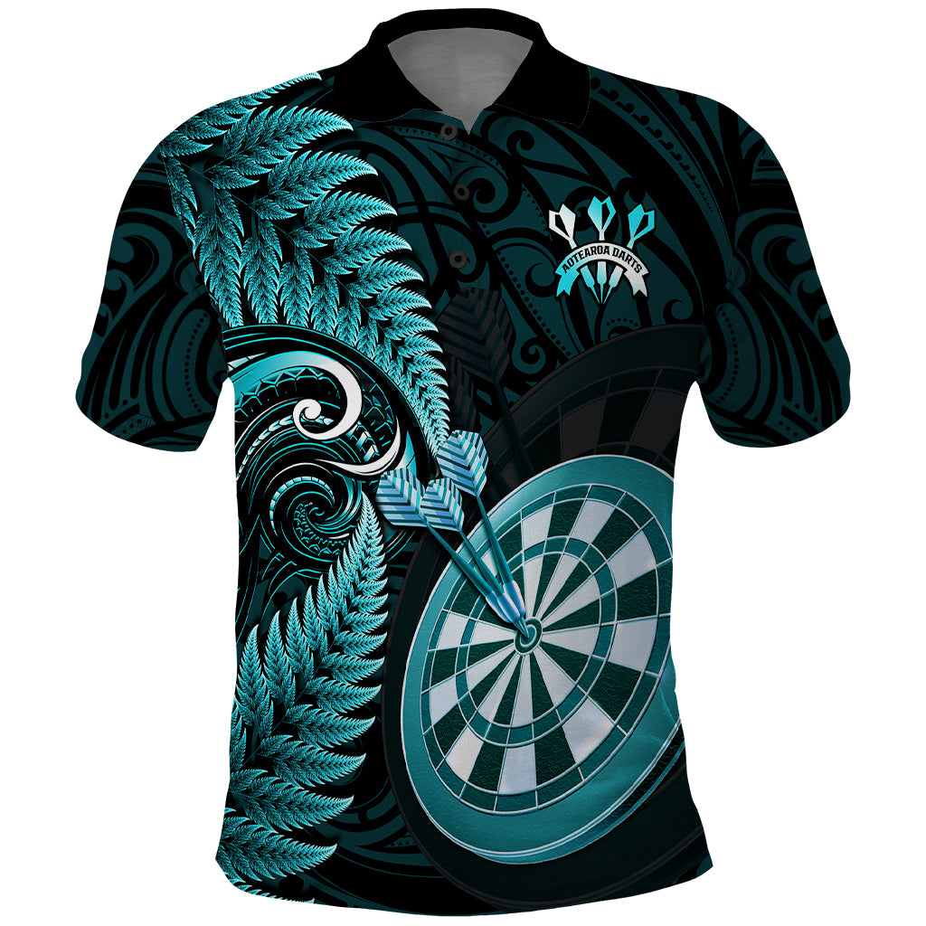 Personalised New Zealand Darts Polo Shirt - Happiness Is A Tight Threesome Maori Turquoise LT14 Turquoise - Polynesian Pride