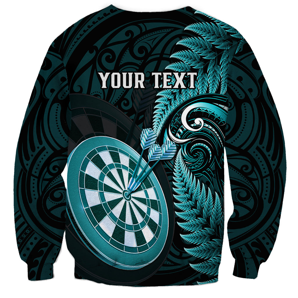 Personalised New Zealand Darts Sweatshirt Happiness Is A Tight Threesome Maori Turquoise LT14 - Polynesian Pride