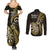 new-zealand-darts-couples-matching-summer-maxi-dress-and-long-sleeve-button-shirts-happiness-is-a-tight-threesome-maori-gold