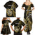 Personalised New Zealand Darts Family Matching Summer Maxi Dress and Hawaiian Shirt Happiness Is A Tight Threesome Maori Gold LT14 - Polynesian Pride