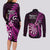 New Zealand Darts Couples Matching Long Sleeve Bodycon Dress and Long Sleeve Button Shirts Happiness Is A Tight Threesome Maori Pink LT14 - Polynesian Pride