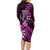 New Zealand Darts Family Matching Long Sleeve Bodycon Dress and Hawaiian Shirt Happiness Is A Tight Threesome Maori Pink LT14 - Polynesian Pride