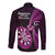 New Zealand Darts Long Sleeve Button Shirt Happiness Is A Tight Threesome Maori Pink LT14 - Polynesian Pride