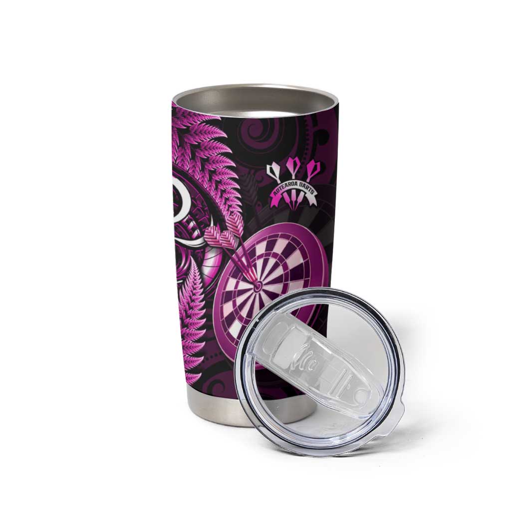 New Zealand Darts Tumbler Cup Happiness Is A Tight Threesome Maori Pink LT14 - Polynesian Pride