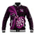 Personalised New Zealand Darts Baseball Jacket Happiness Is A Tight Threesome Maori Pink LT14 Unisex Pink - Polynesian Pride