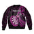 Personalised New Zealand Darts Bomber Jacket Happiness Is A Tight Threesome Maori Pink LT14 - Polynesian Pride