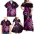 Personalised New Zealand Darts Family Matching Off Shoulder Maxi Dress and Hawaiian Shirt Happiness Is A Tight Threesome Maori Pink LT14 - Polynesian Pride