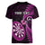 Personalised New Zealand Darts Women V Neck T Shirt Happiness Is A Tight Threesome Maori Pink LT14 - Polynesian Pride