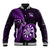 New Zealand Darts Baseball Jacket Happiness Is A Tight Threesome Maori Purple LT14 Unisex Purple - Polynesian Pride