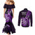 New Zealand Darts Couples Matching Mermaid Dress and Long Sleeve Button Shirts Happiness Is A Tight Threesome Maori Purple LT14 - Polynesian Pride