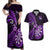 New Zealand Darts Couples Matching Off Shoulder Maxi Dress and Hawaiian Shirt Happiness Is A Tight Threesome Maori Purple LT14 Purple - Polynesian Pride