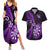 New Zealand Darts Couples Matching Summer Maxi Dress and Hawaiian Shirt Happiness Is A Tight Threesome Maori Purple LT14 Purple - Polynesian Pride