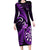 New Zealand Darts Family Matching Long Sleeve Bodycon Dress and Hawaiian Shirt Happiness Is A Tight Threesome Maori Purple LT14 Mom's Dress Purple - Polynesian Pride