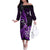 New Zealand Darts Family Matching Off Shoulder Long Sleeve Dress and Hawaiian Shirt Happiness Is A Tight Threesome Maori Purple LT14 Mom's Dress Purple - Polynesian Pride