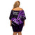 New Zealand Darts Family Matching Off Shoulder Short Dress and Hawaiian Shirt Happiness Is A Tight Threesome Maori Purple LT14 - Polynesian Pride