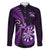 New Zealand Darts Family Matching Puletasi Dress and Hawaiian Shirt Happiness Is A Tight Threesome Maori Purple LT14 Dad's Shirt - Long Sleeve Purple - Polynesian Pride