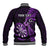 Personalised New Zealand Darts Baseball Jacket Happiness Is A Tight Threesome Maori Purple LT14 - Polynesian Pride