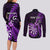 Personalised New Zealand Darts Couples Matching Long Sleeve Bodycon Dress and Long Sleeve Button Shirts Happiness Is A Tight Threesome Maori Purple LT14 - Polynesian Pride