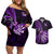 Personalised New Zealand Darts Couples Matching Off Shoulder Short Dress and Hawaiian Shirt Happiness Is A Tight Threesome Maori Purple LT14 Purple - Polynesian Pride