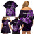 Personalised New Zealand Darts Family Matching Off Shoulder Short Dress and Hawaiian Shirt Happiness Is A Tight Threesome Maori Purple LT14 - Polynesian Pride