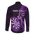 Personalised New Zealand Darts Long Sleeve Button Shirt Happiness Is A Tight Threesome Maori Purple LT14 - Polynesian Pride