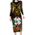 Papua New Guinea East New Britain Province Family Matching Long Sleeve Bodycon Dress and Hawaiian Shirt Papua Niugini Coat Of Arms With Flag Style LT14 Mom's Dress Black - Polynesian Pride